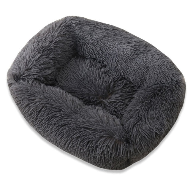 Plush Pet Bed with Removable Cover - Soft Calming Dog & Cat Bed