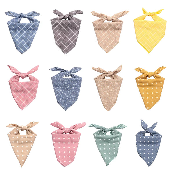 Pet Bandana – Plaid & Dots Style (Dog & Cat)