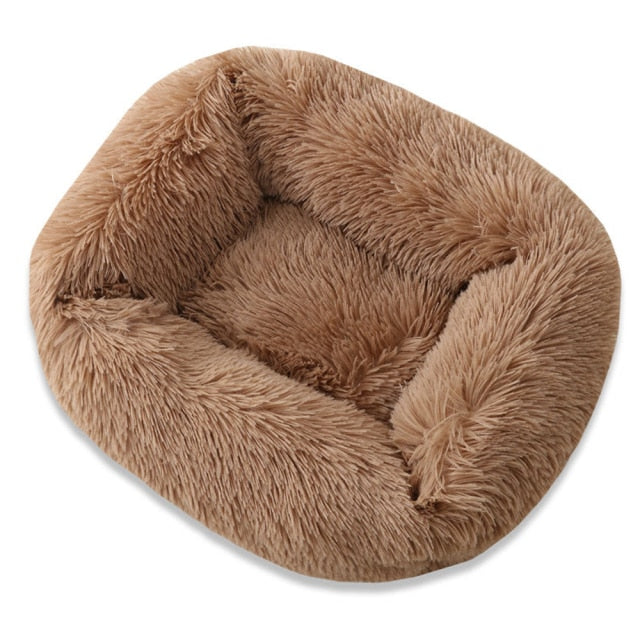 Plush Pet Bed with Removable Cover - Soft Calming Dog & Cat Bed