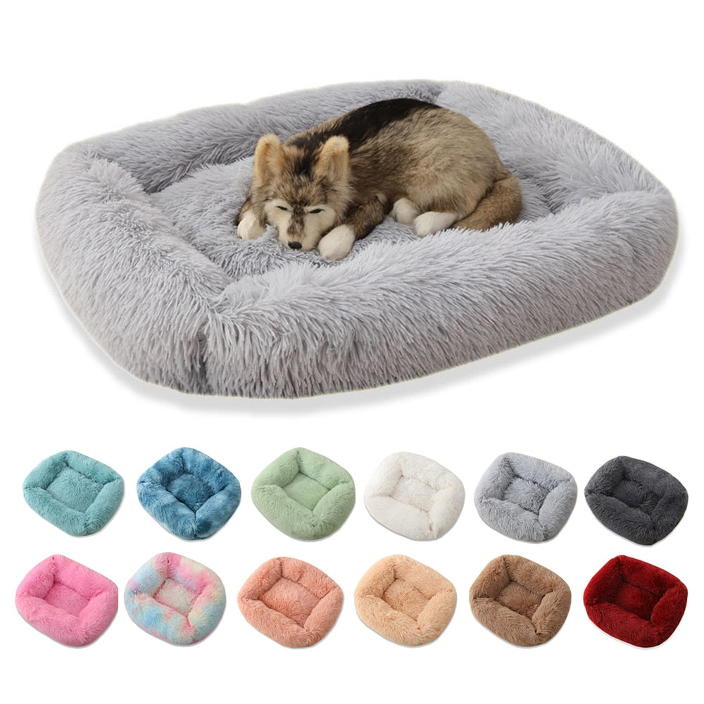 Plush Pet Bed with Removable Cover - Soft Calming Dog & Cat Bed