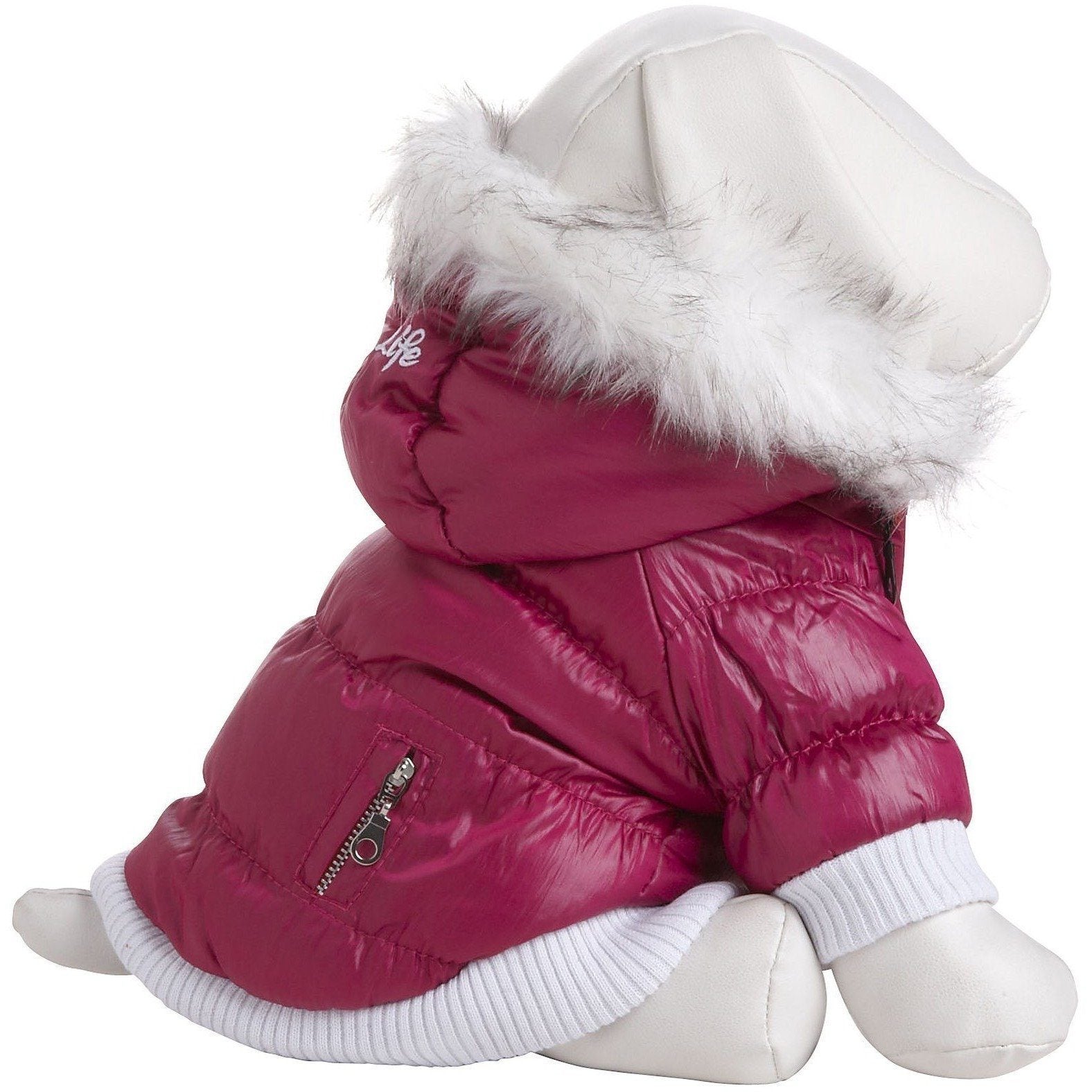 Insulated Dog Coat with Removable Hood - Metallic Parka Jacket