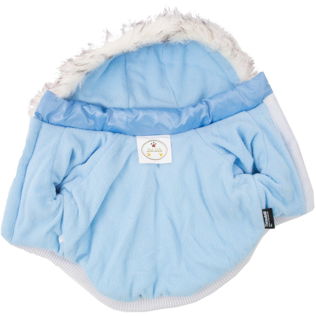 Insulated Dog Coat with Removable Hood - Metallic Parka Jacket