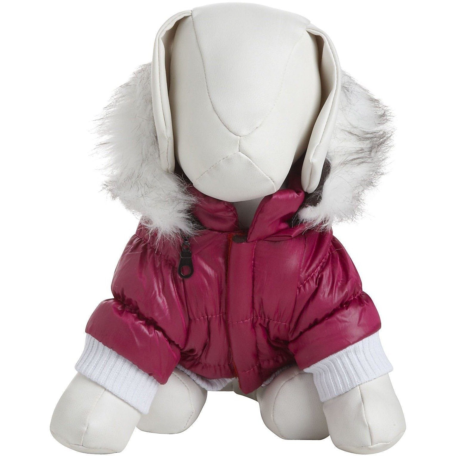 Insulated Dog Coat with Removable Hood - Metallic Parka Jacket