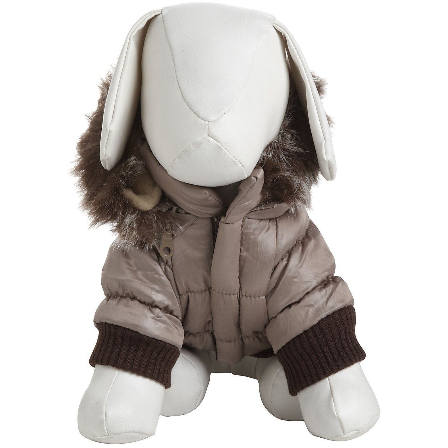 Insulated Dog Coat with Removable Hood - Metallic Parka Jacket
