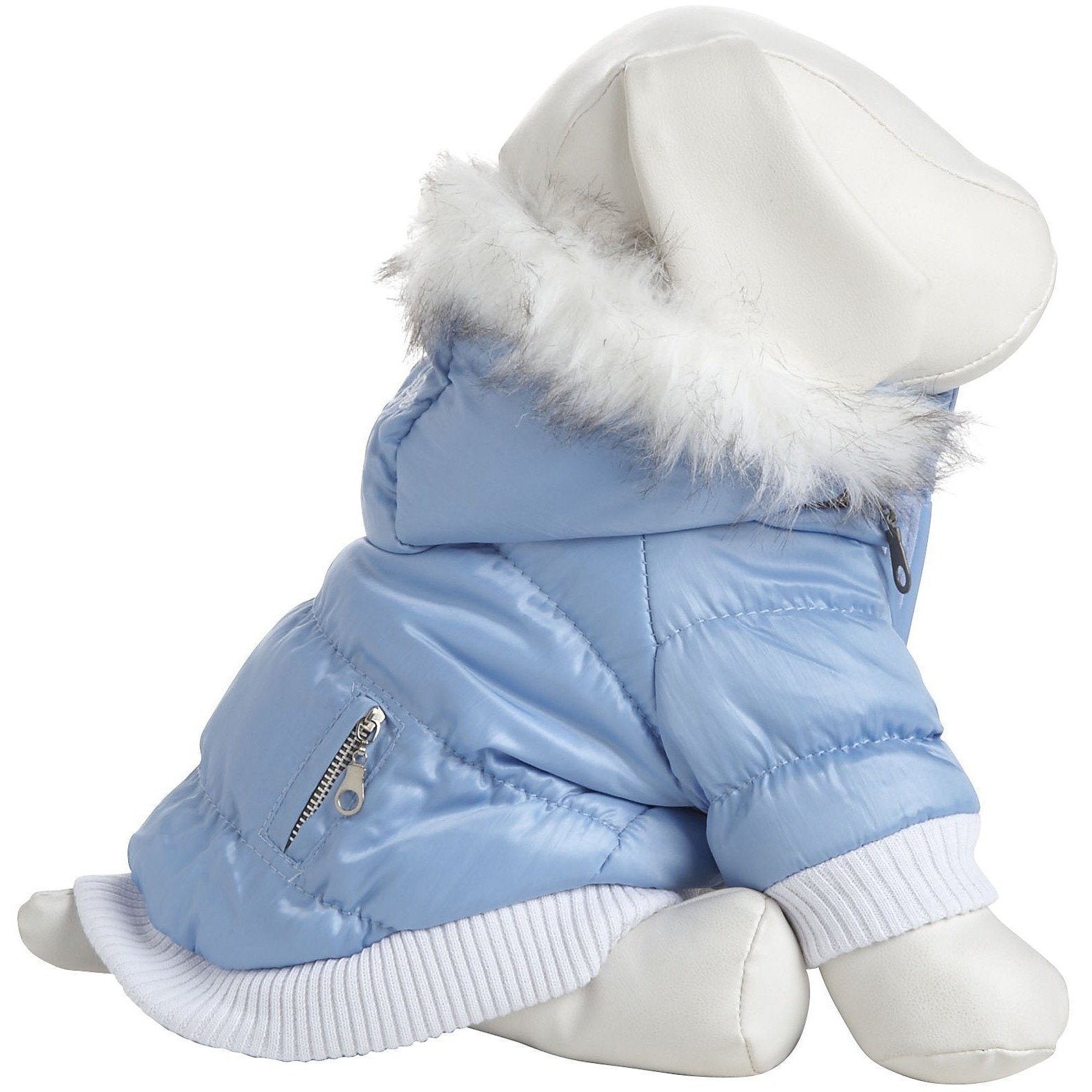 Insulated Dog Coat with Removable Hood - Metallic Parka Jacket