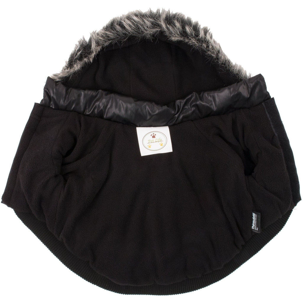 Insulated Dog Coat with Removable Hood - Metallic Parka Jacket