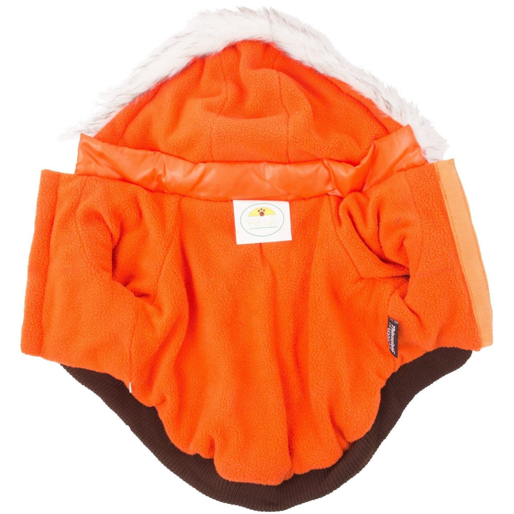 Insulated Dog Coat with Removable Hood - Metallic Parka Jacket