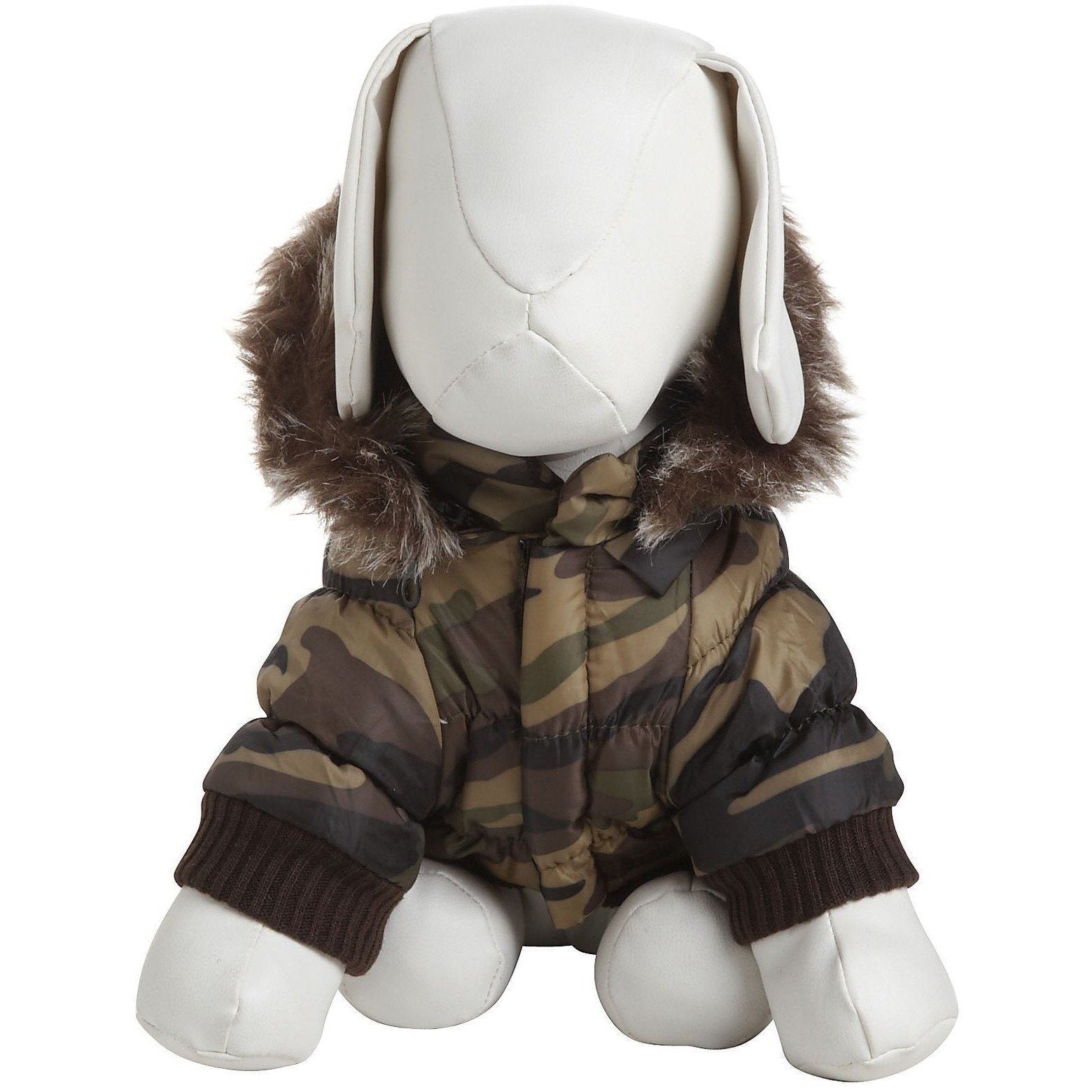 Insulated Dog Coat with Removable Hood - Metallic Parka Jacket